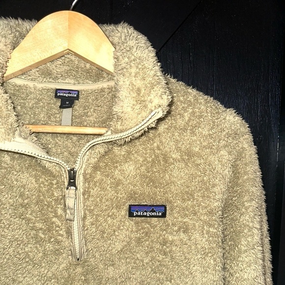 Patagonia Los Gatos 1/4 Zip Pullover Soft Teddy Fleece Sweatshirt Khaki Tan Sz M - Picture 5 of 12